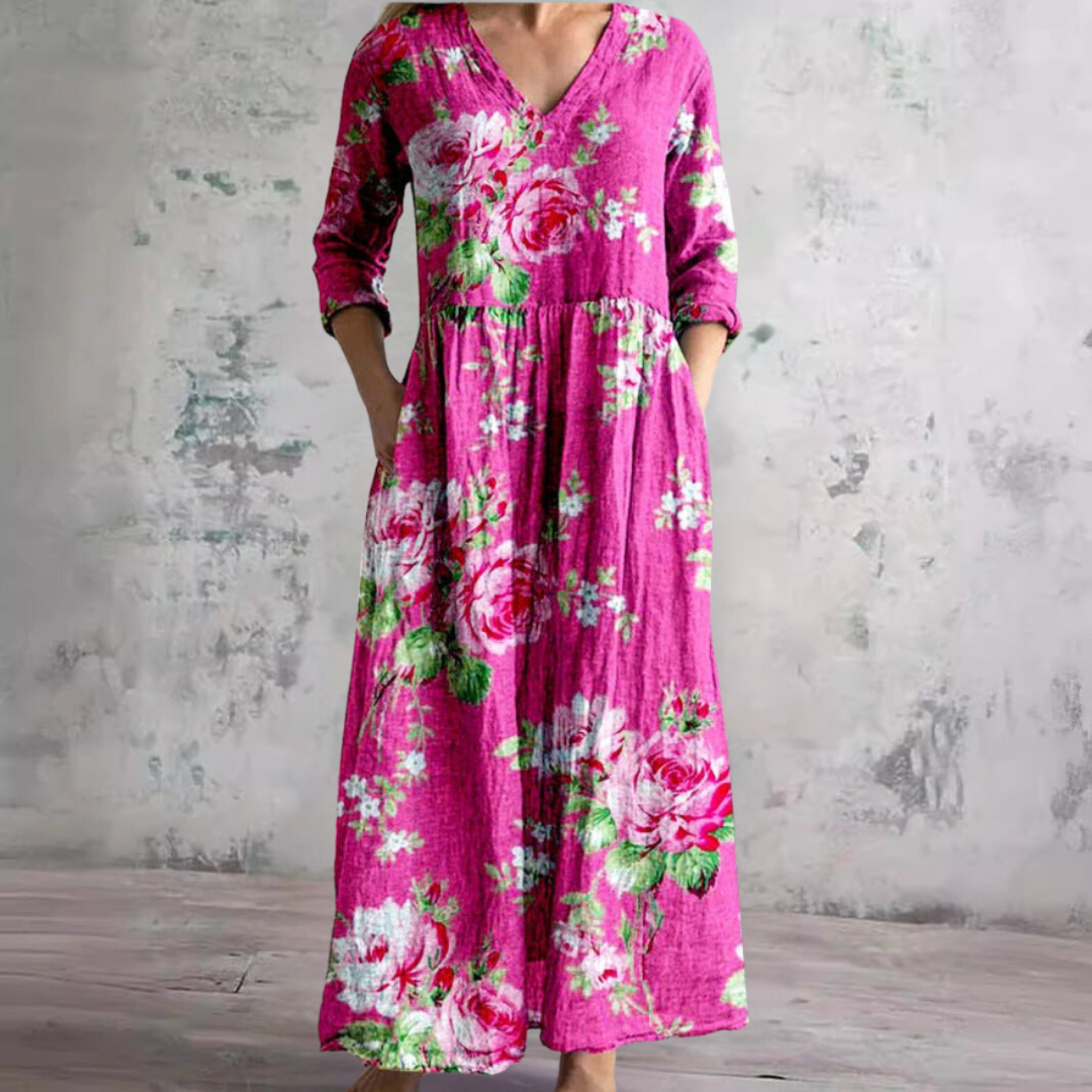 Zomerjurk voor dames met bloemenprint, v-hals, lichtgewicht, casual