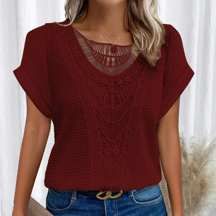 Damesblouse met decoratieve halslijn