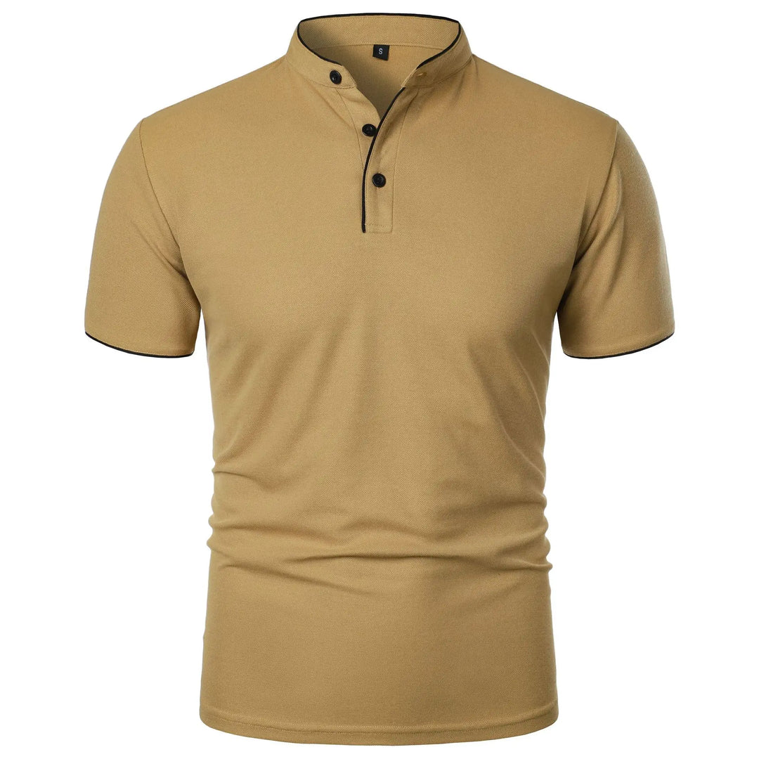 Slim fit poloshirt voor heren met opstaande kraag en knopen