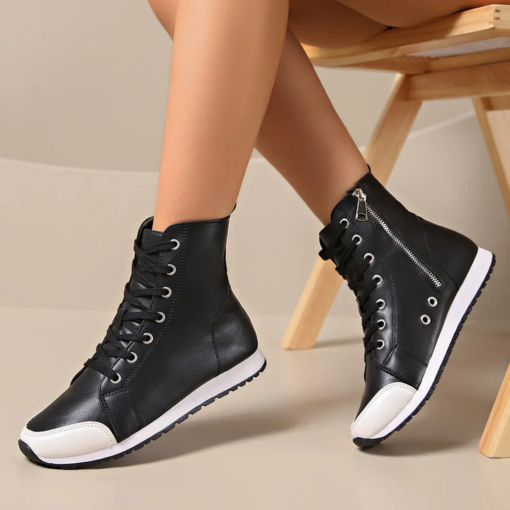 Dames hoge vetersneakers