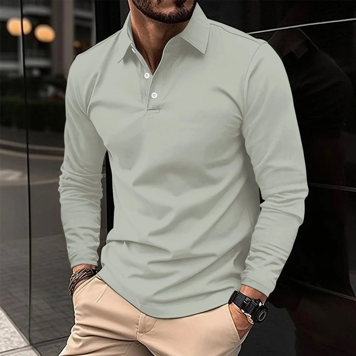Klassiek poloshirt met lange mouwen en slim fit voor heren