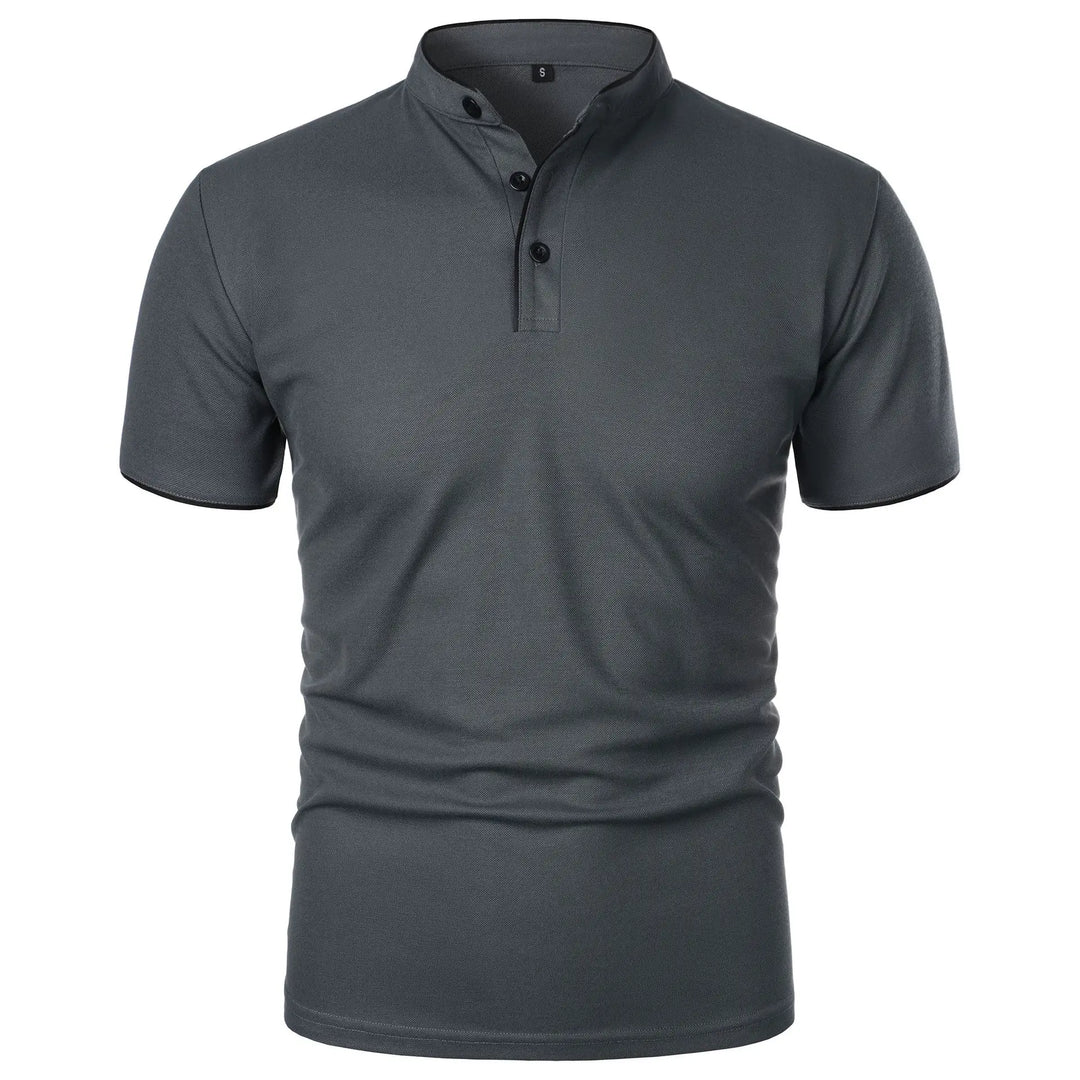 Slim fit poloshirt voor heren met opstaande kraag en knopen