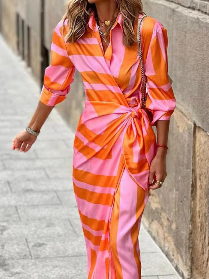 Midi-jurk voor dames met overslag, casual en elegant