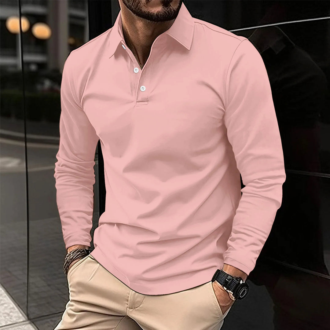 Klassiek poloshirt met lange mouwen en slim fit voor heren