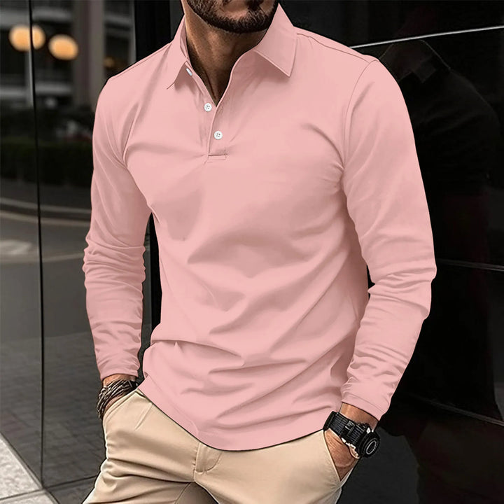 Klassiek poloshirt met lange mouwen en slim fit voor heren