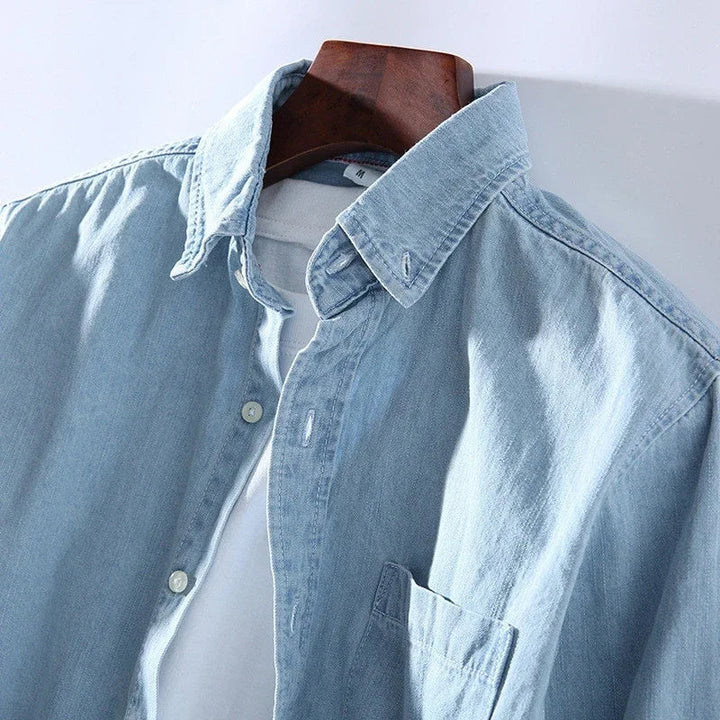 Denim overhemd met lange mouwen voor heren