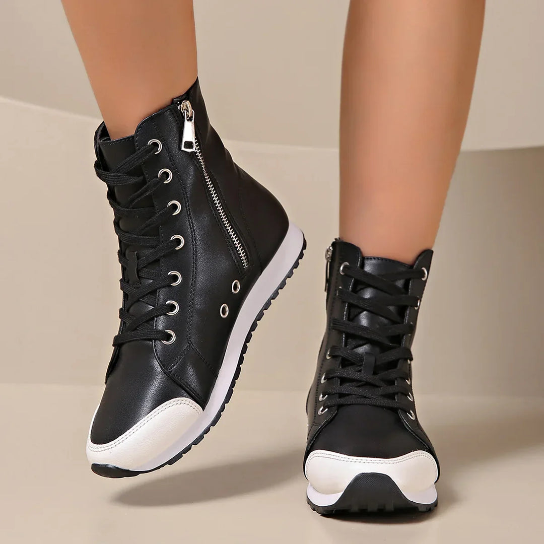 Dames hoge vetersneakers