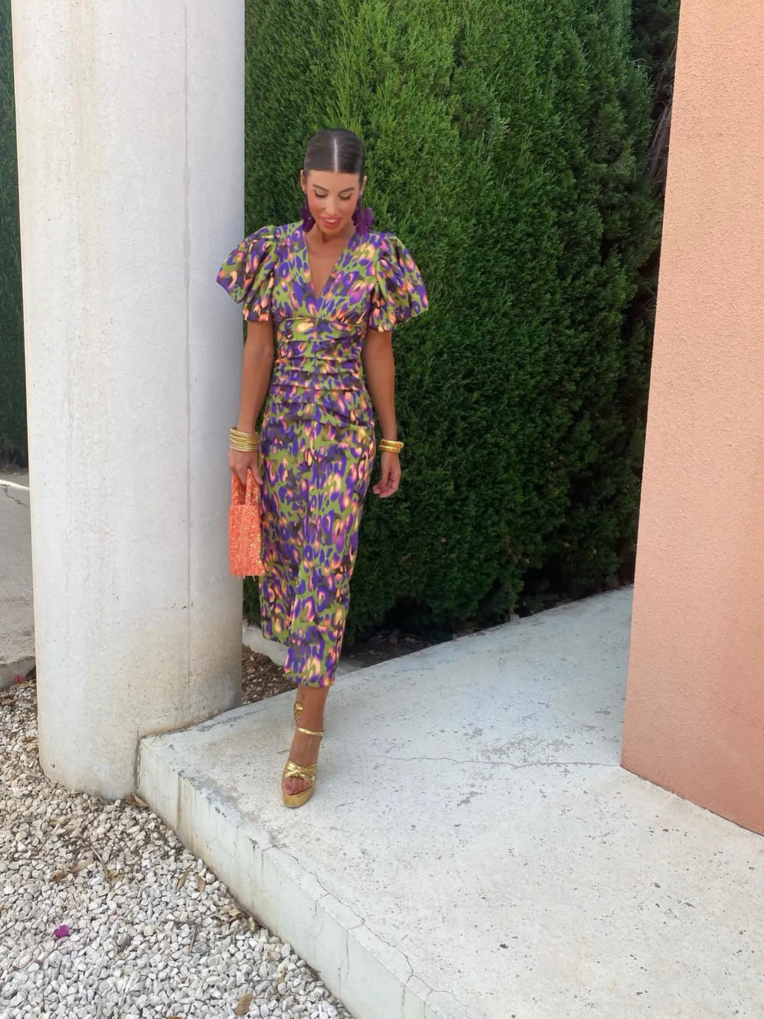 Art bloom midi-jurk