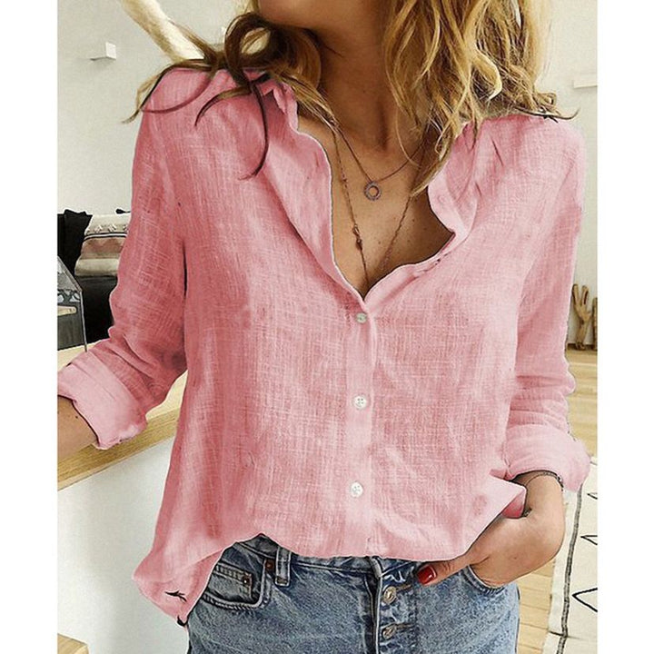Linnen damesblouse met lange mouwen