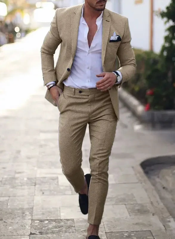 Slim fit tweedelig trouwpak voor heren