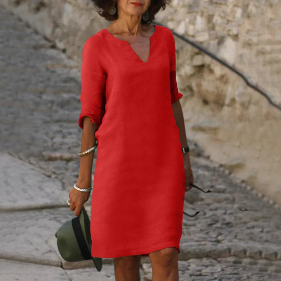 Elegante mini-jurk voor dames met v-hals
