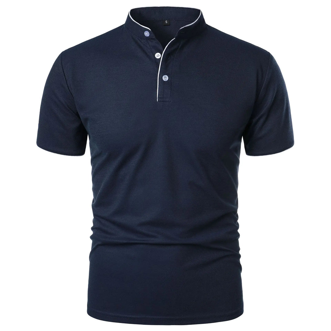 Slim fit poloshirt voor heren met opstaande kraag en knopen