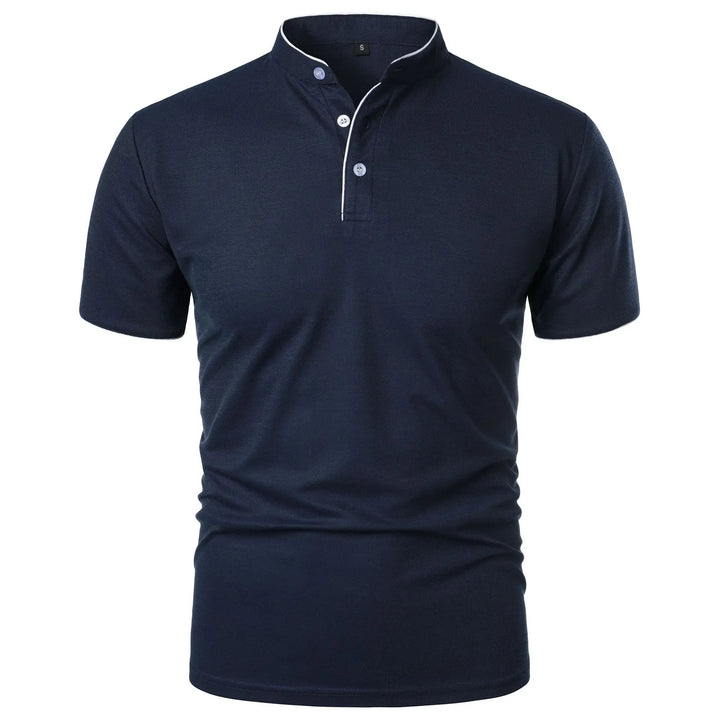 Slim fit poloshirt voor heren met opstaande kraag en knopen