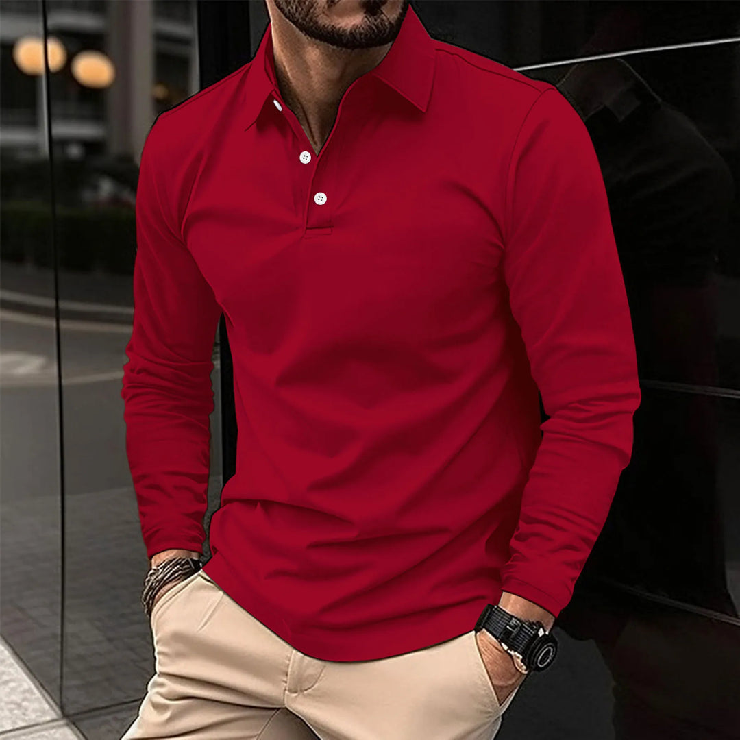 Klassiek poloshirt met lange mouwen en slim fit voor heren