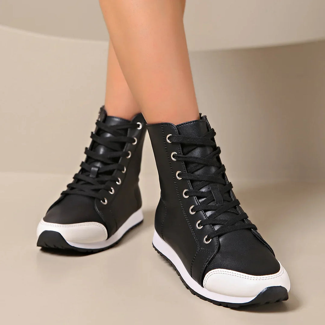 Dames hoge vetersneakers
