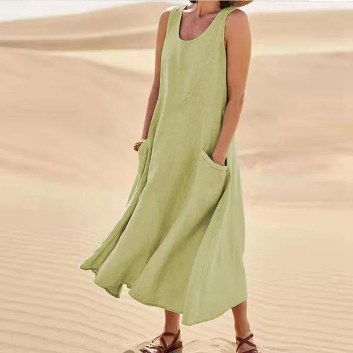 Zomerse linnen maxi-jurk voor dames met zakken