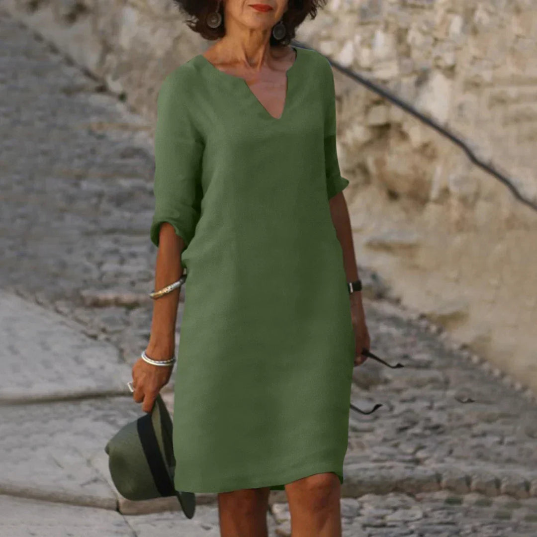 Elegante mini-jurk voor dames met v-hals