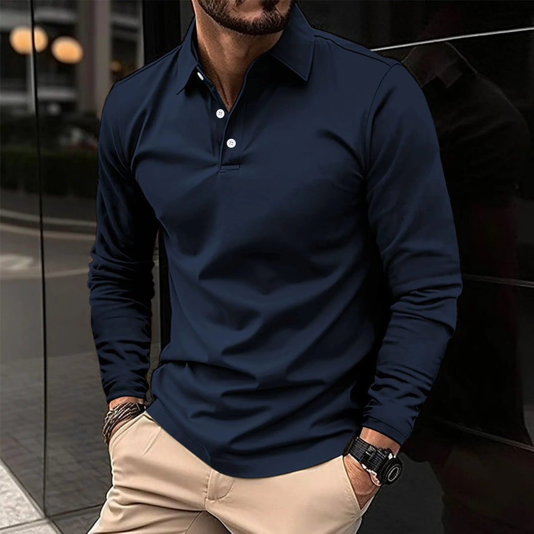 Klassiek poloshirt met lange mouwen en slim fit voor heren