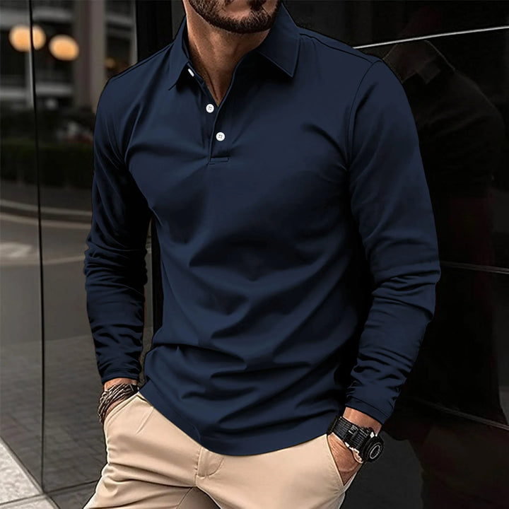 Klassiek poloshirt met lange mouwen en slim fit voor heren