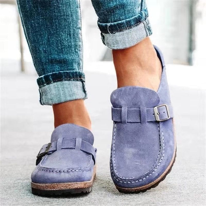Casual instapsandalen voor dames met decoratieve gesp
