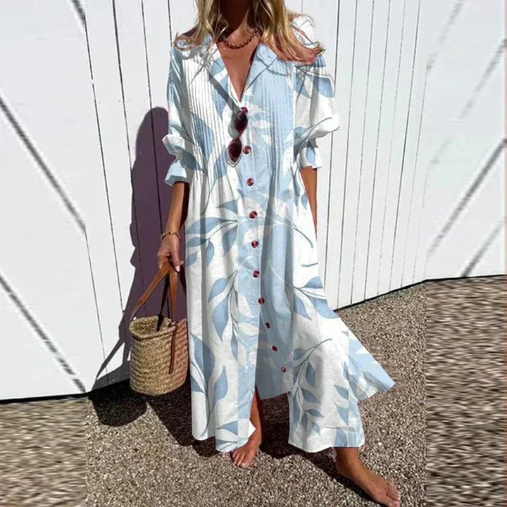 Maxi-jurk met bloemenprint en lange mouwen voor dames