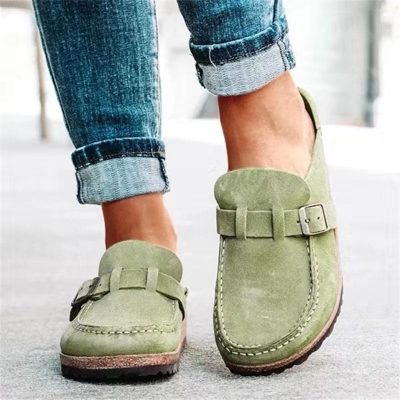 Casual instapsandalen voor dames met decoratieve gesp