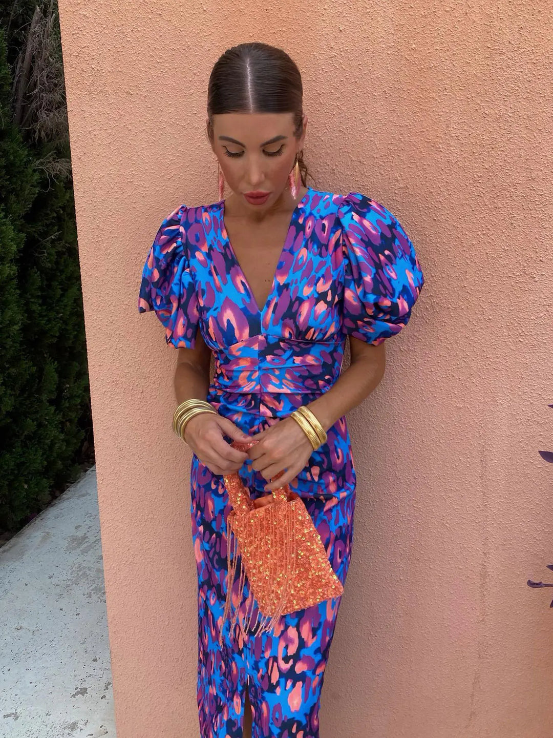 Art bloom midi-jurk