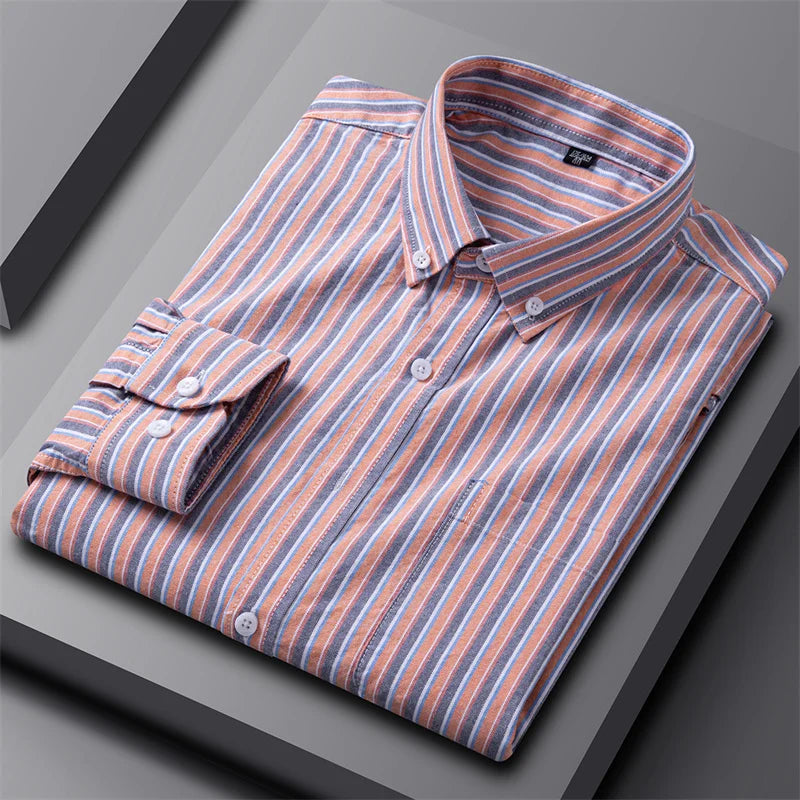 Casual katoenen oxford-overhemd met knoopsluiting voor heren