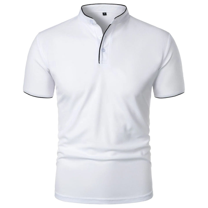 Slim fit poloshirt voor heren met opstaande kraag en knopen