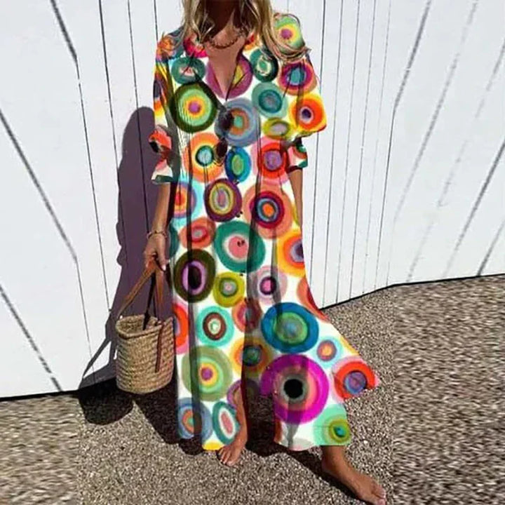 Maxi-jurk met bloemenprint en lange mouwen voor dames
