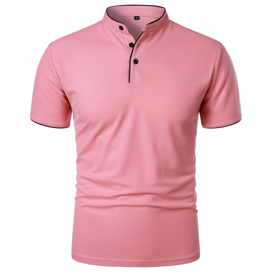 Slim fit poloshirt voor heren met opstaande kraag en knopen