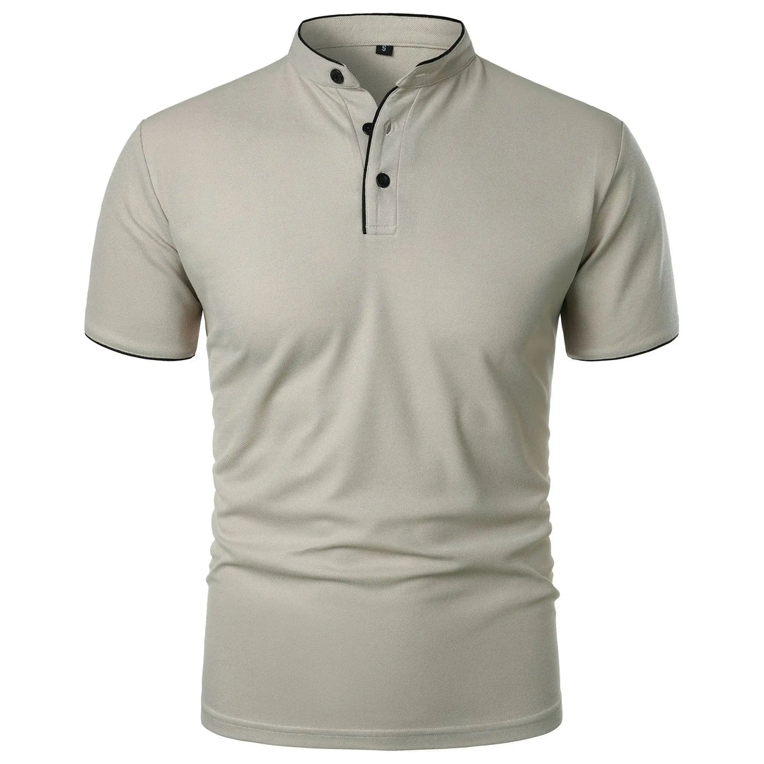 Slim fit poloshirt voor heren met opstaande kraag en knopen