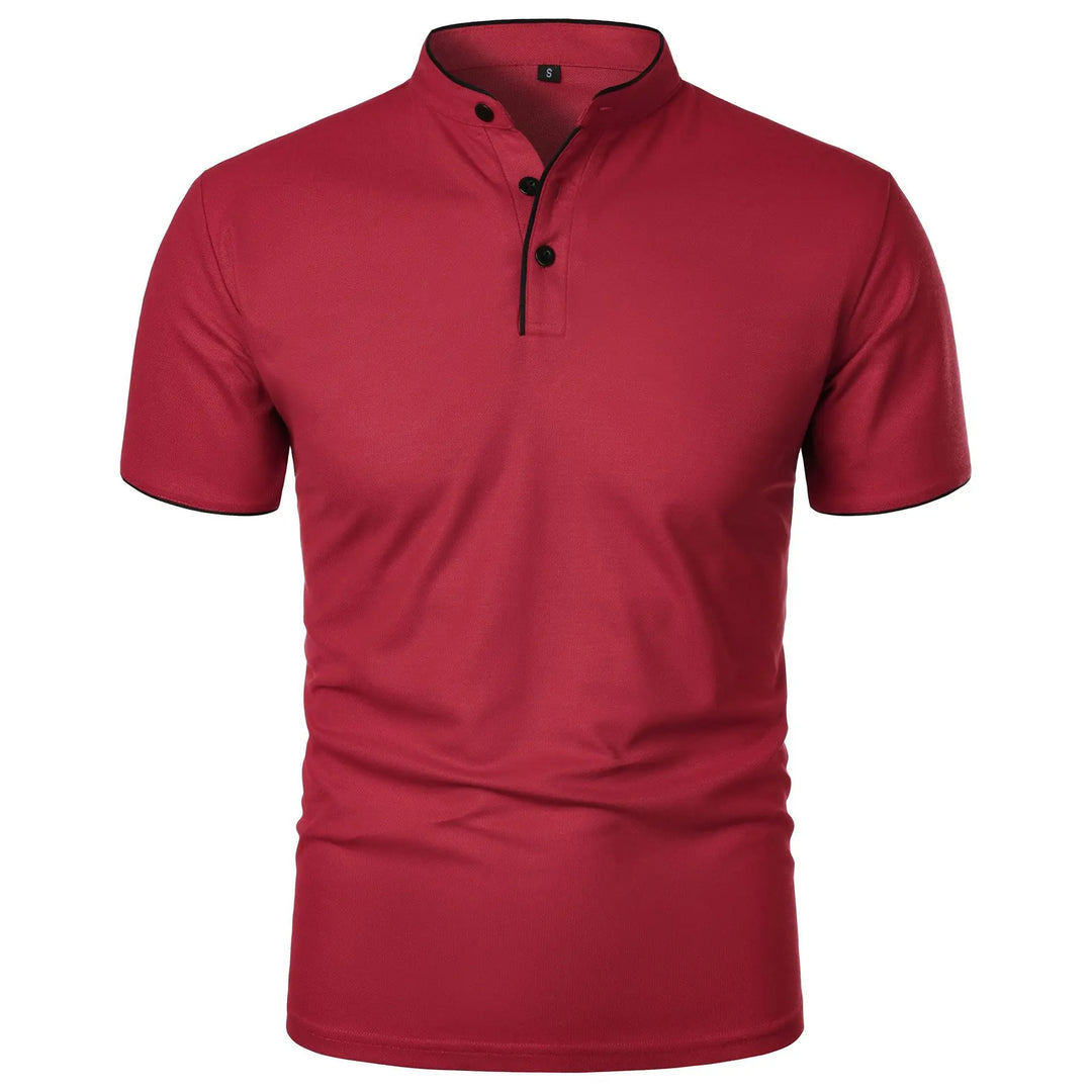 Slim fit poloshirt voor heren met opstaande kraag en knopen