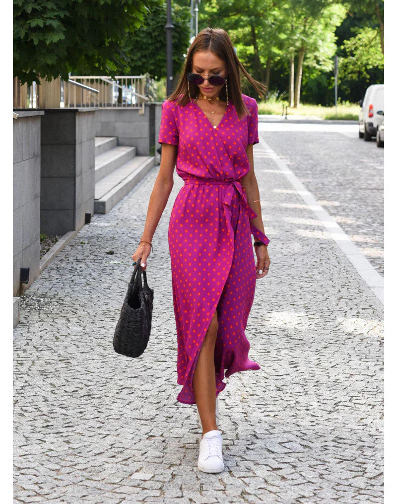 Elegante midi-jurk met v-hals