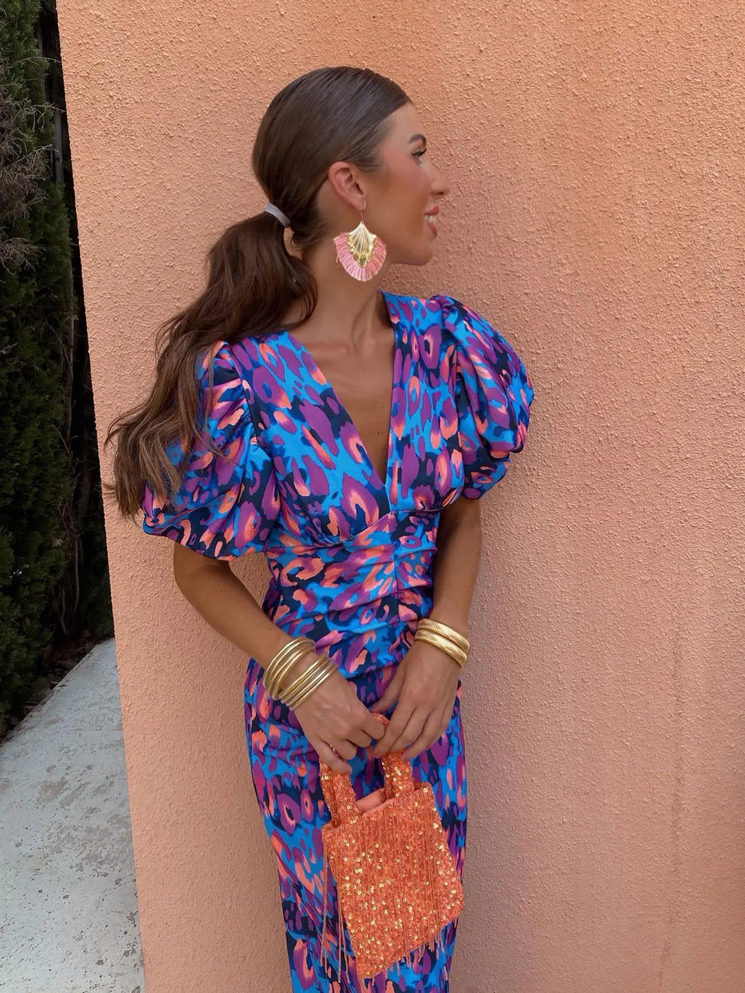 Art bloom midi-jurk