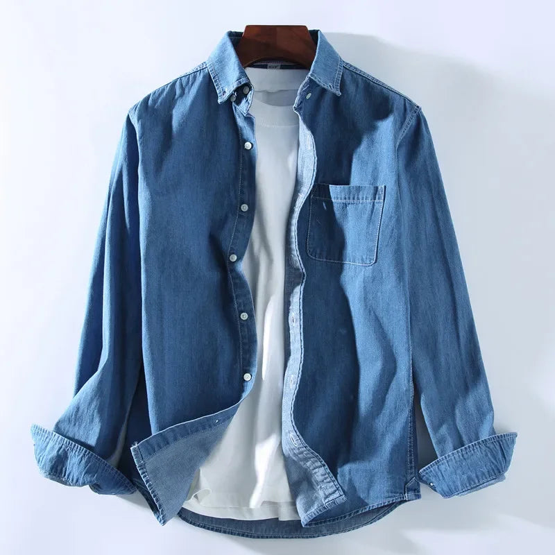 Denim overhemd met lange mouwen voor heren
