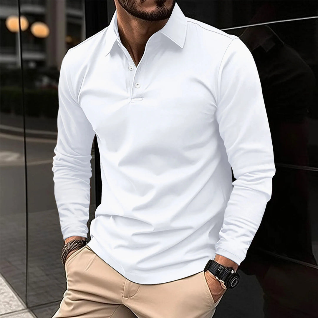 Klassiek poloshirt met lange mouwen en slim fit voor heren