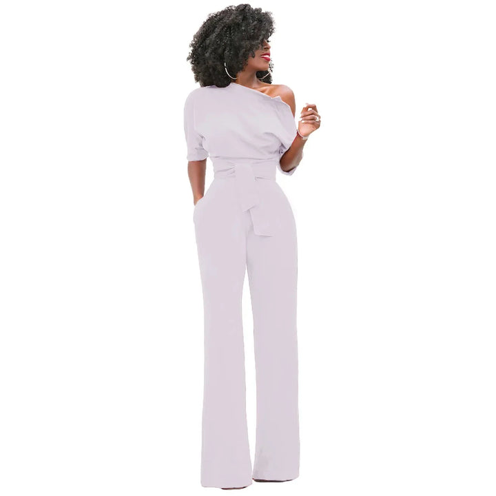 Avondjumpsuit voor dames met open schouders en wijde pijpen
