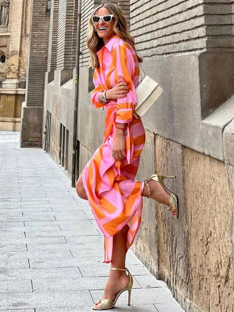 Midi-jurk voor dames met overslag, casual en elegant