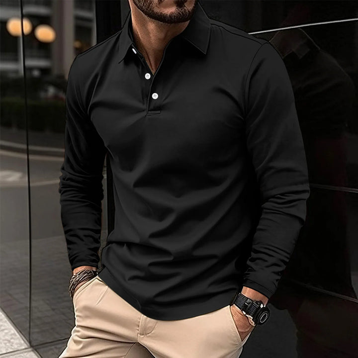 Klassiek poloshirt met lange mouwen en slim fit voor heren