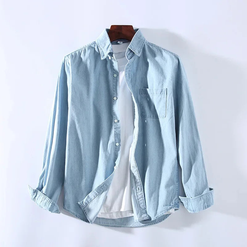 Denim overhemd met lange mouwen voor heren