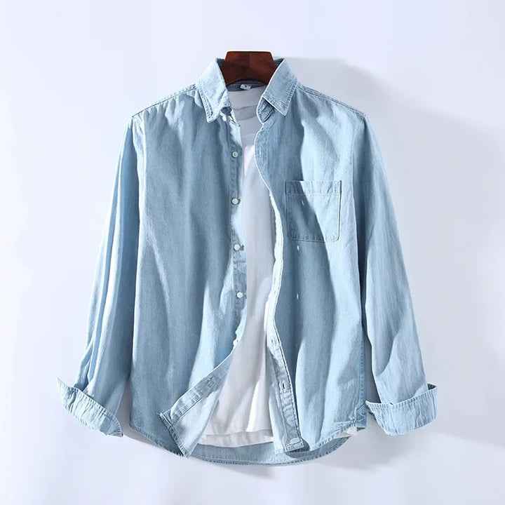 Denim overhemd met lange mouwen voor heren
