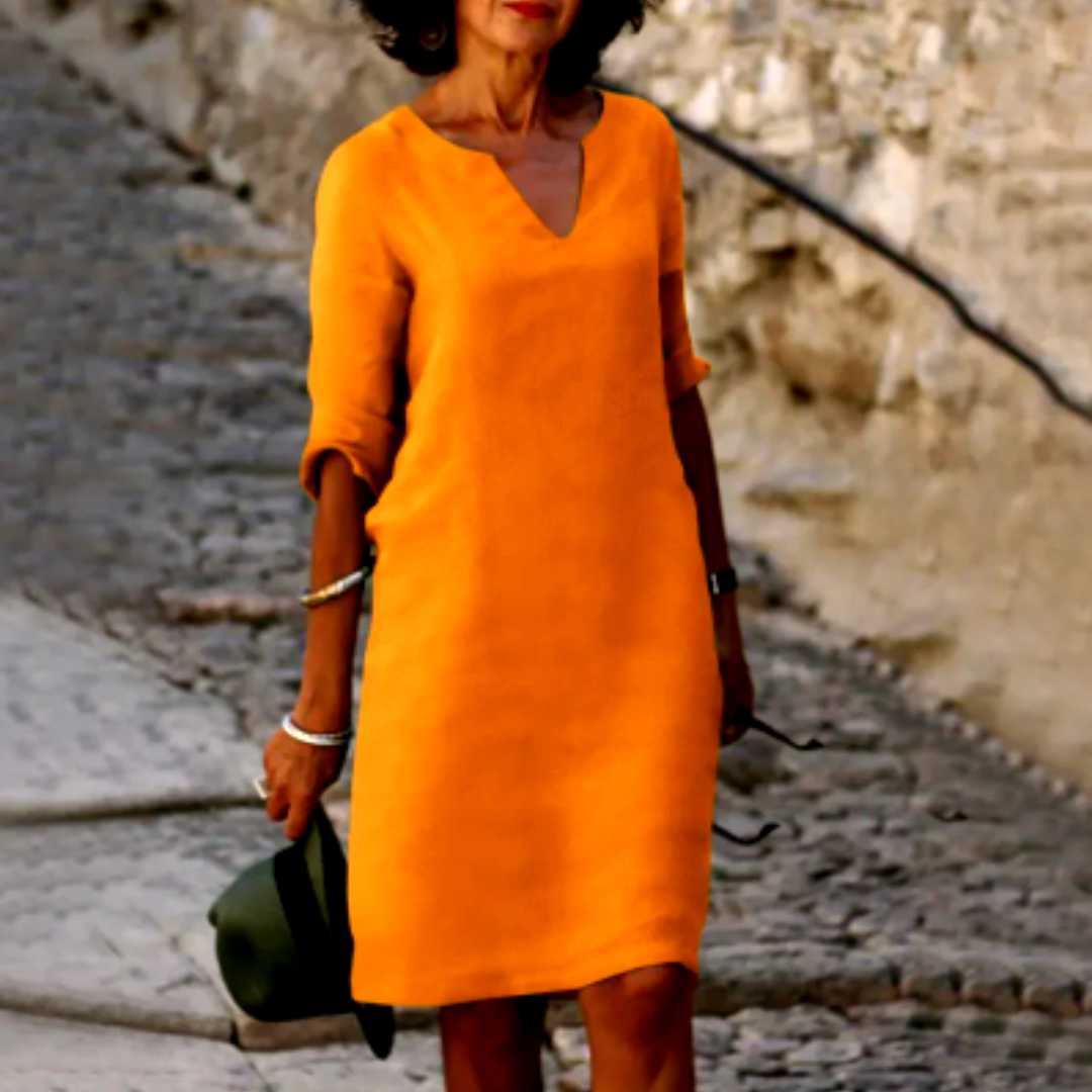 Elegante mini-jurk voor dames met v-hals