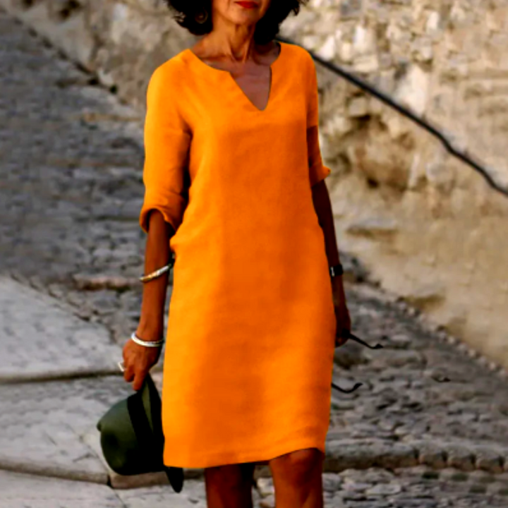 Elegante mini-jurk voor dames met v-hals