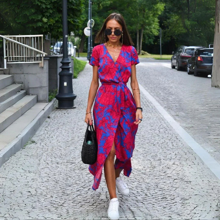 Elegante midi-jurk met v-hals