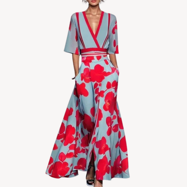 Maxi-jurk voor dames met overslag, elegante avondjurk