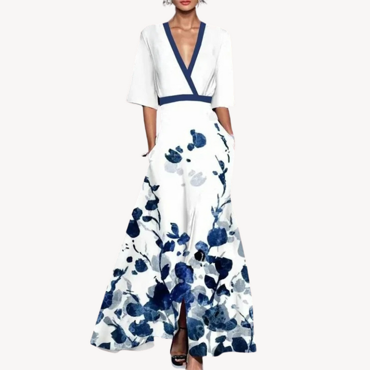 Maxi-jurk voor dames met overslag, elegante avondjurk