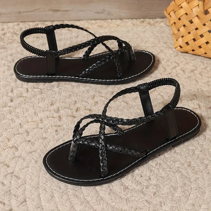 Gevlochten platte gladiatorsandalen voor dames, zomersandalen