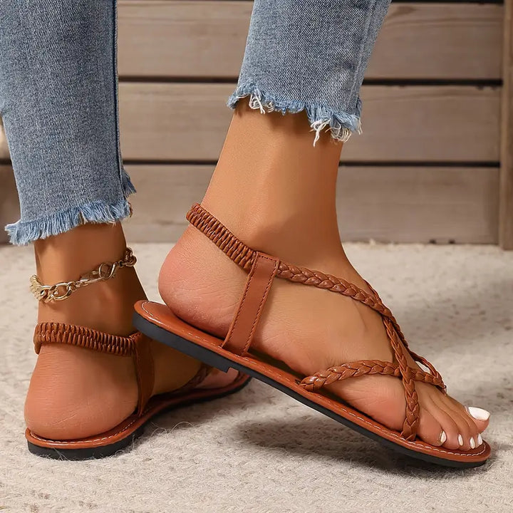 Gevlochten platte gladiatorsandalen voor dames, zomersandalen