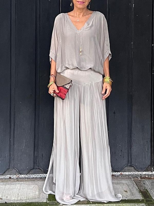 Losse maxi-jurk met v-hals voor dames